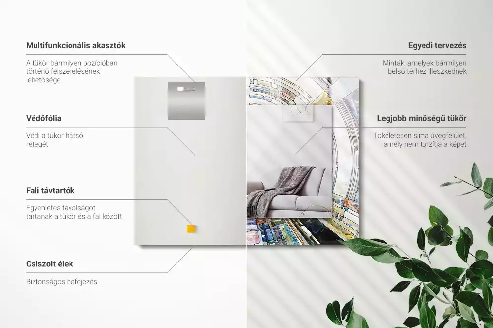 Lustro dekoracyjne prostokątne z motywem abstrakcyjnej mozaiki okręgów