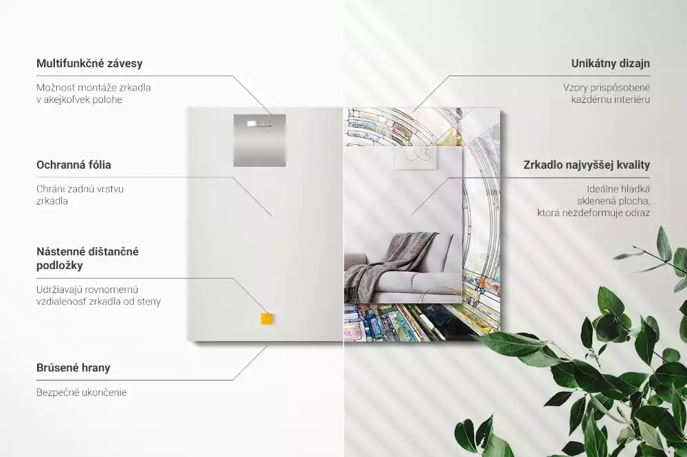 Lustro dekoracyjne prostokątne z motywem abstrakcyjnej mozaiki okręgów