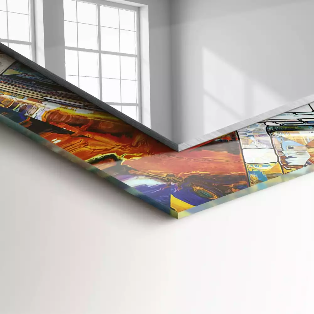 Lustro dekoracyjne prostokątne z motywem abstrakcyjnej mozaiki okręgów