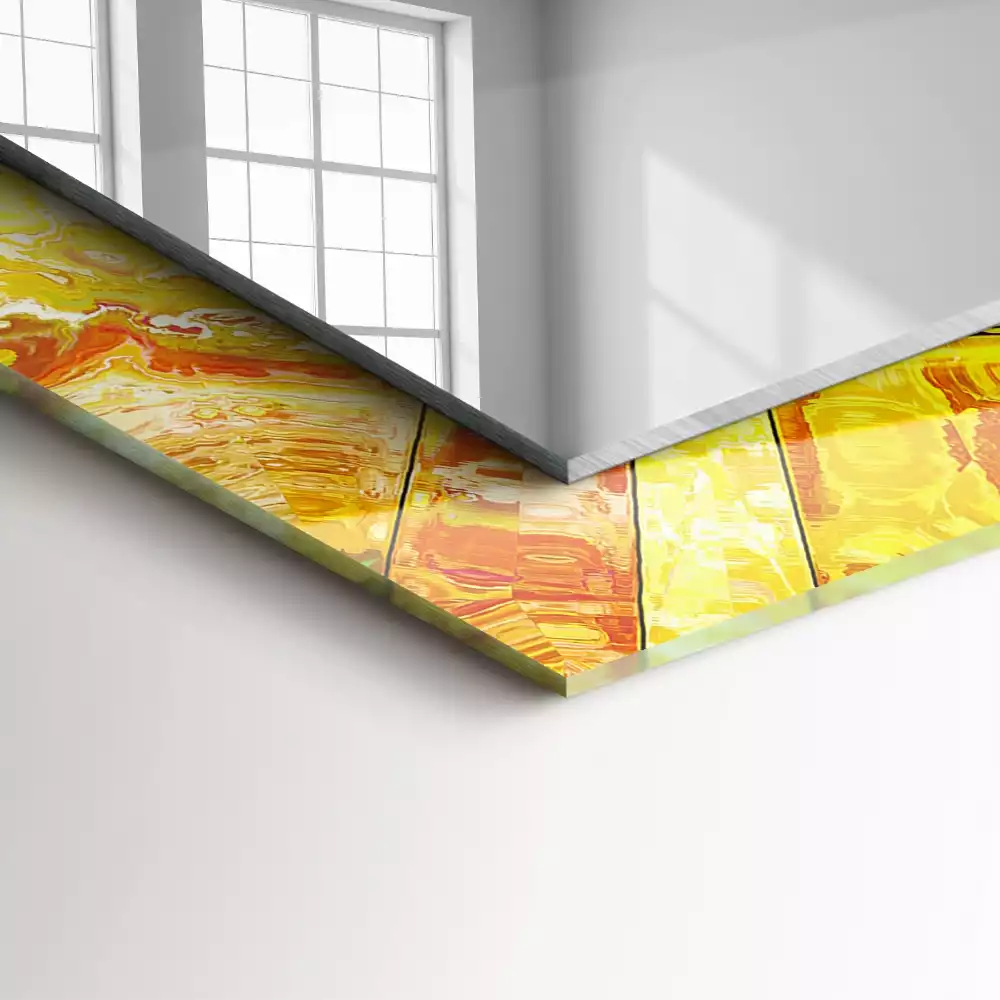 Lustro dekoracyjne prostokątne w kolorze z abstrakcyjną mozaiką