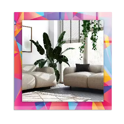 Lustro dekoracyjne z nadrukiem w kolorowe geometryczne wzory o prostokątnym kształcie