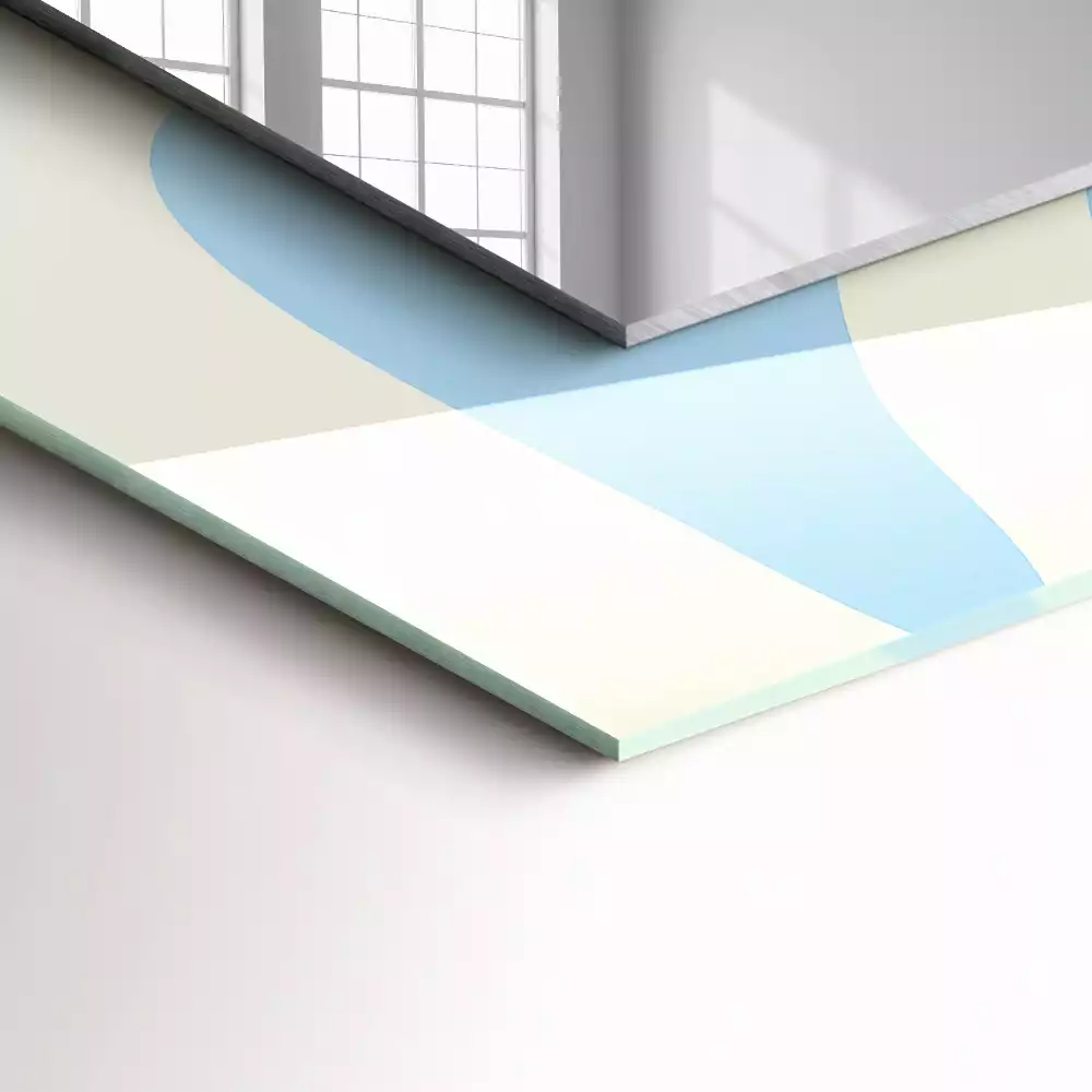 Lustro dekoracyjne prostokątne z abstrakcyjnym, falistym wzorem