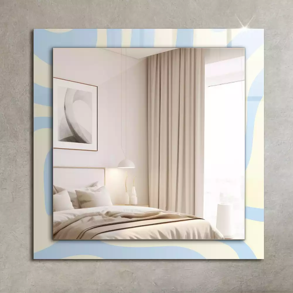 Lustro dekoracyjne prostokątne z abstrakcyjnym, falistym wzorem