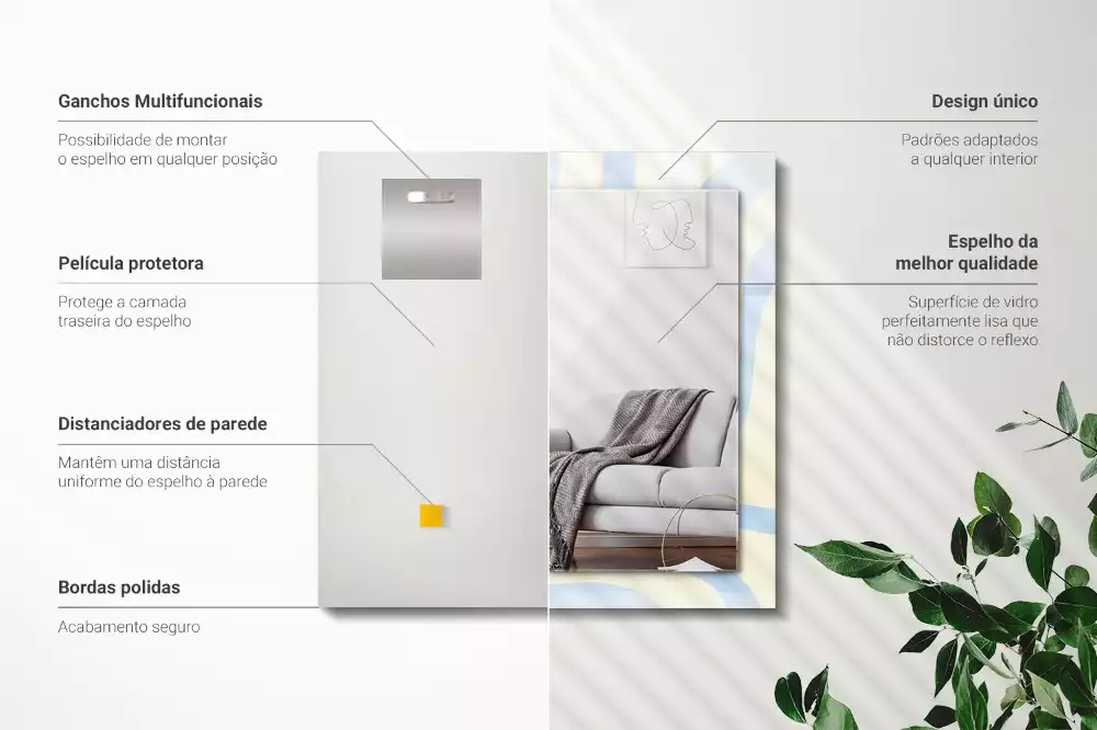 Lustro dekoracyjne prostokątne z abstrakcyjnym, falistym wzorem