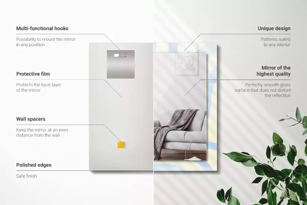 Lustro dekoracyjne prostokątne z abstrakcyjnym, falistym wzorem