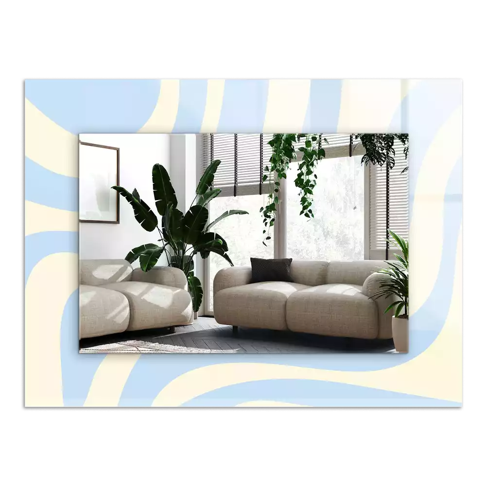 Lustro dekoracyjne prostokątne z abstrakcyjnym, falistym wzorem