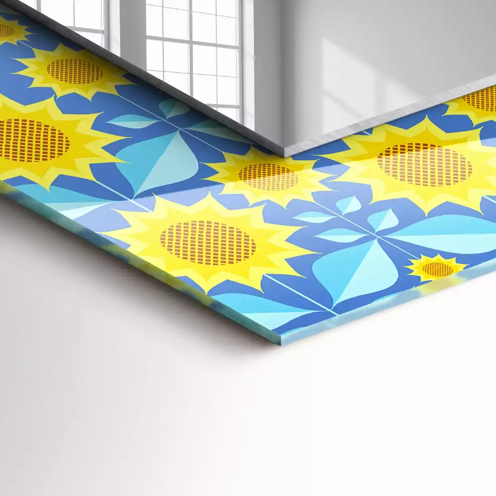 Lustro prostokątne z nadrukiem w motywie słoneczników i liści