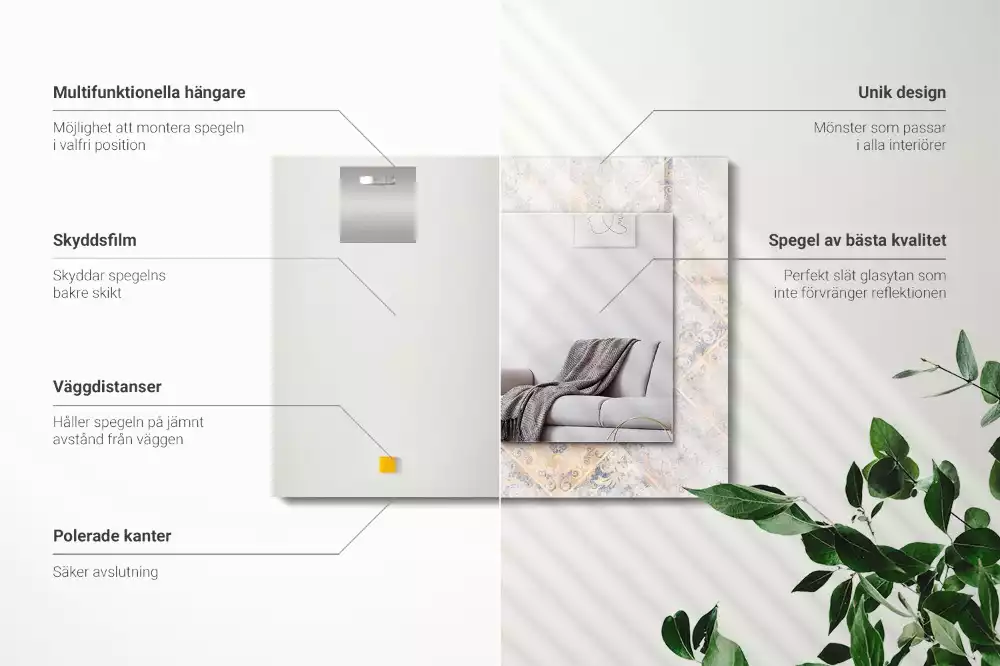 Lustro dekoracyjne prostokątne z płytkami we wzory