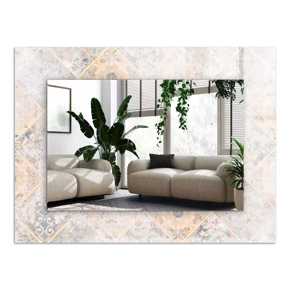 Lustro dekoracyjne prostokątne z płytkami we wzory