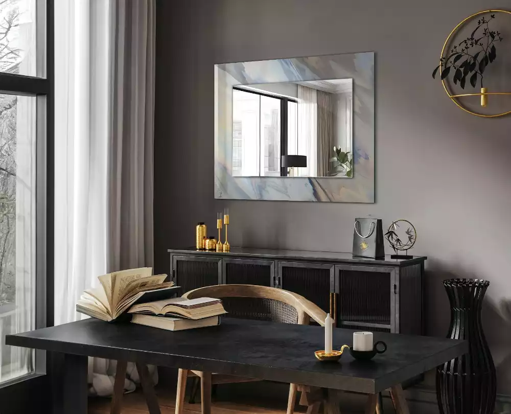 Lustro prostokątne z nadrukiem abstrakcyjnych, kolorowych wzorów