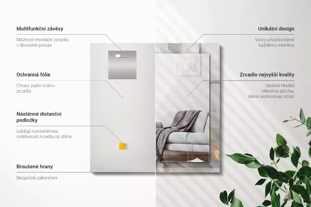 Lustro prostokątne z nadrukiem abstrakcyjnych, kolorowych wzorów