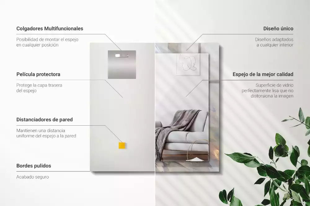 Lustro prostokątne z nadrukiem abstrakcyjnych, kolorowych wzorów