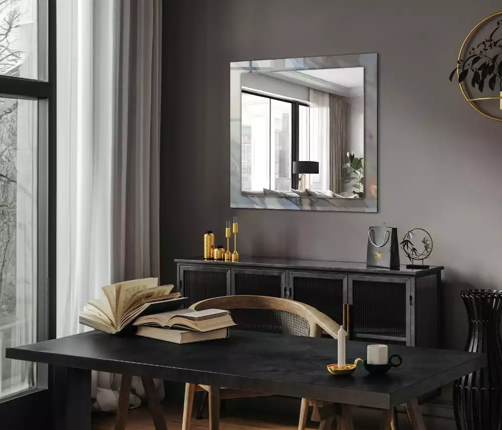 Lustro prostokątne z nadrukiem abstrakcyjnych, kolorowych wzorów