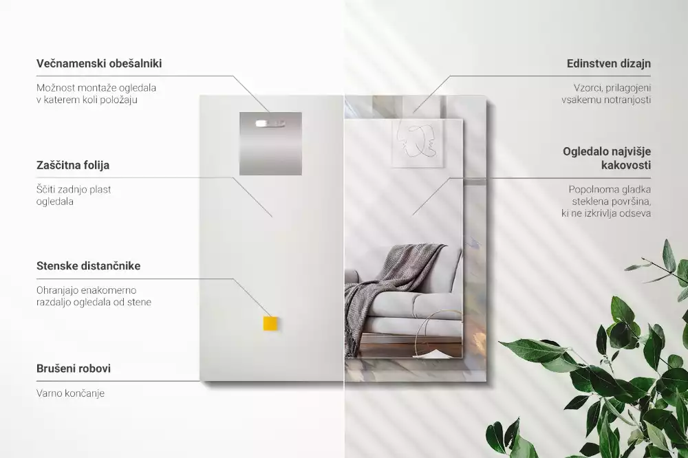 Lustro prostokątne z nadrukiem abstrakcyjnych, kolorowych wzorów