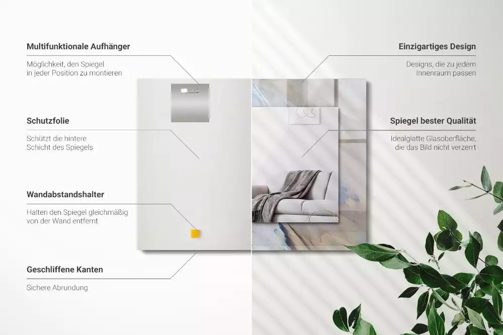 Lustro prostokątne z nadrukiem abstrakcyjnych, kolorowych wzorów