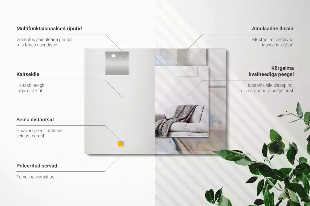 Lustro prostokątne z nadrukiem abstrakcyjnych, kolorowych wzorów