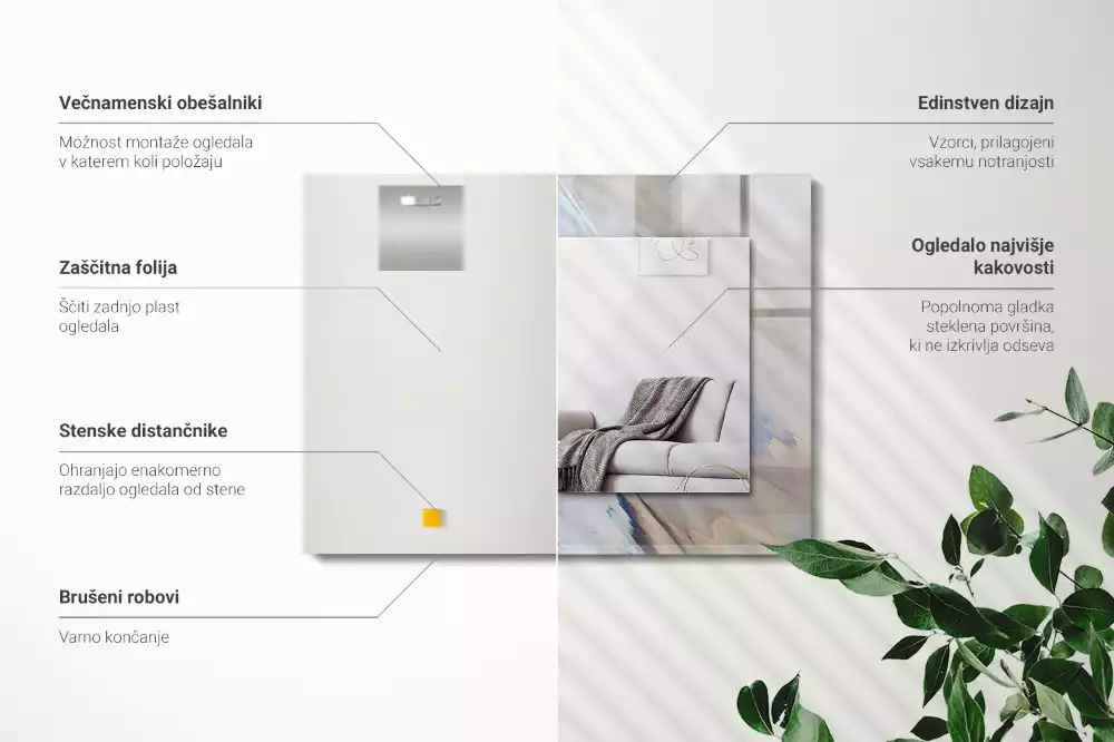 Lustro prostokątne z nadrukiem abstrakcyjnych, kolorowych wzorów