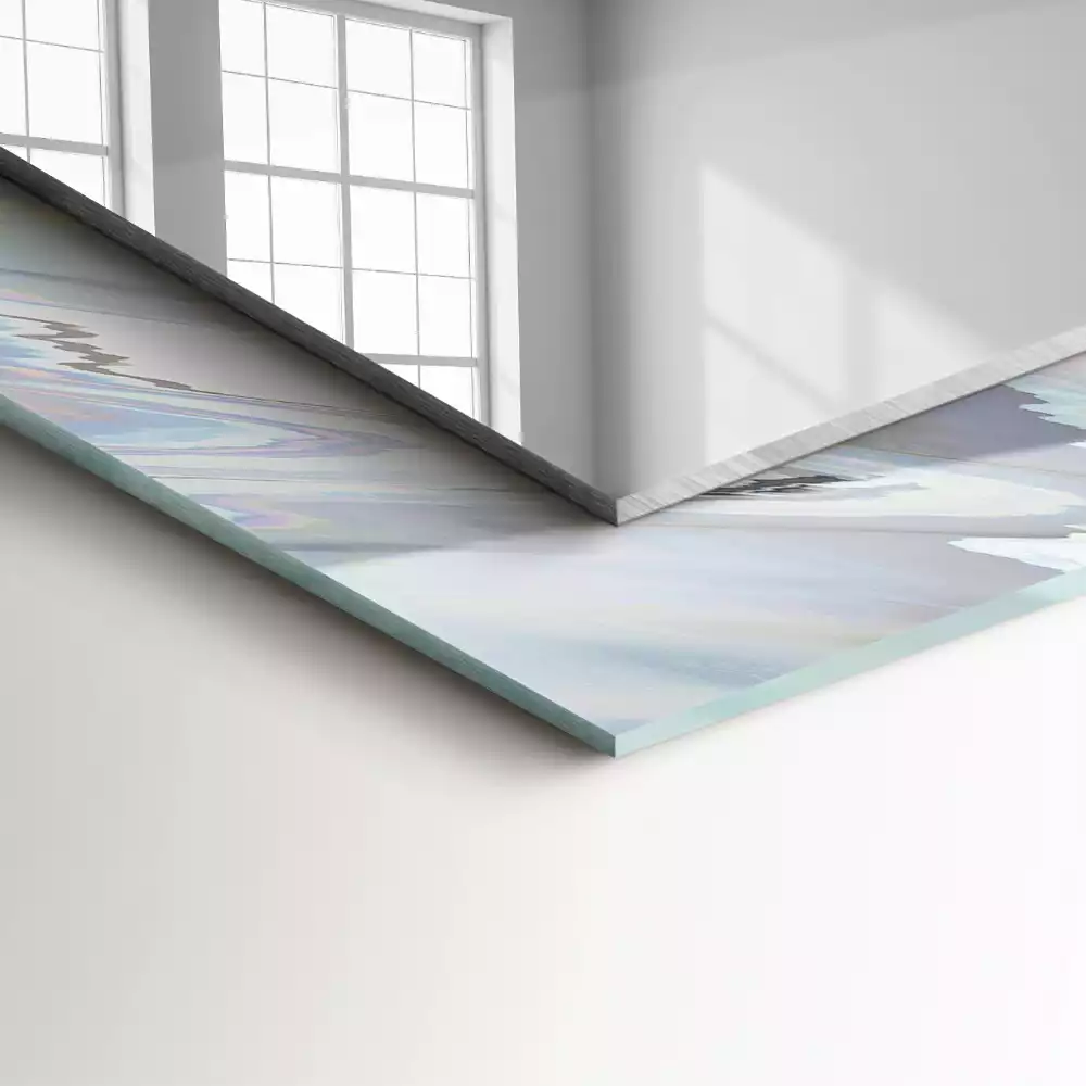 Lustro prostokątne z nadrukiem abstrakcyjnych, kolorowych wzorów