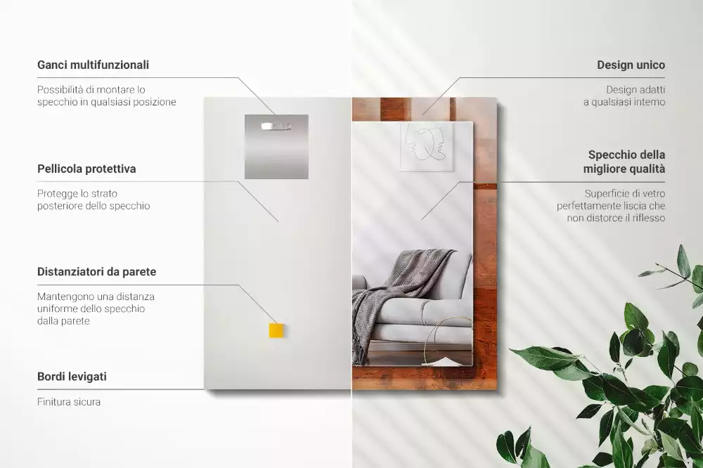 Lustro dekoracyjne z nadrukiem przedstawiającym stary drewniany stół