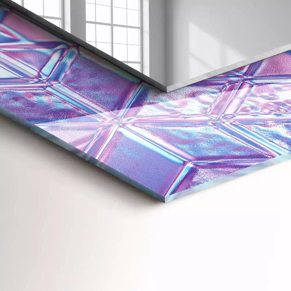 Lustro dekoracyjne prostokątne z przezroczystymi kolorowymi sześcianami