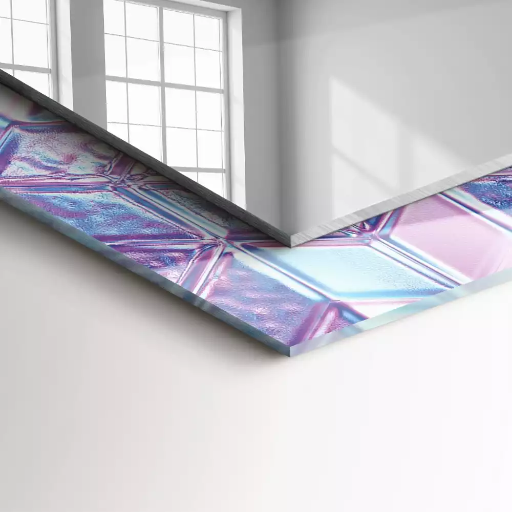 Lustro dekoracyjne prostokątne z przezroczystymi kolorowymi sześcianami