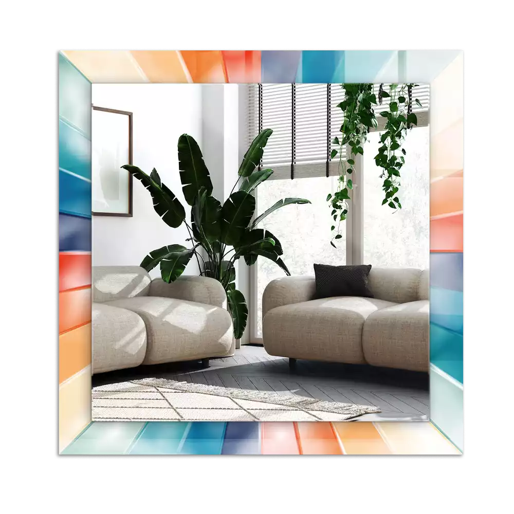 Lustro prostokątne z nadrukiem przedstawiającym kolorowe promienie świetlne