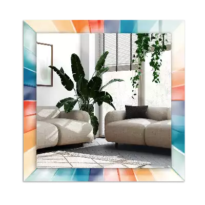 Lustro z nadrukiem prostokątne Kolorowe promienie świetlne