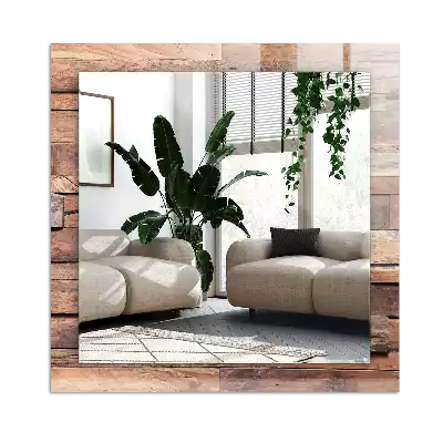 Lustro z nadrukiem dekoracyjne prostokątne Drewniana ściana panelowa