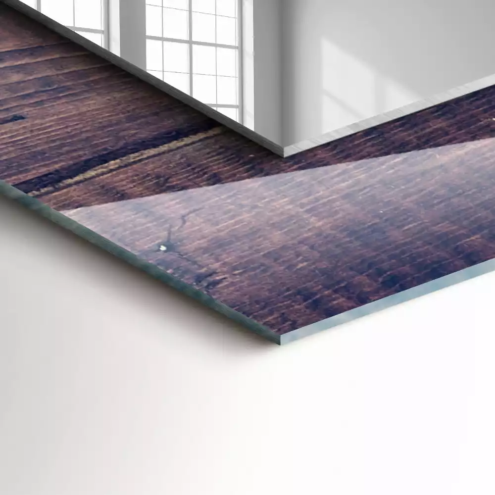 Lustro prostokątne z nadrukiem różowych tulipanów w drewnianej ramie