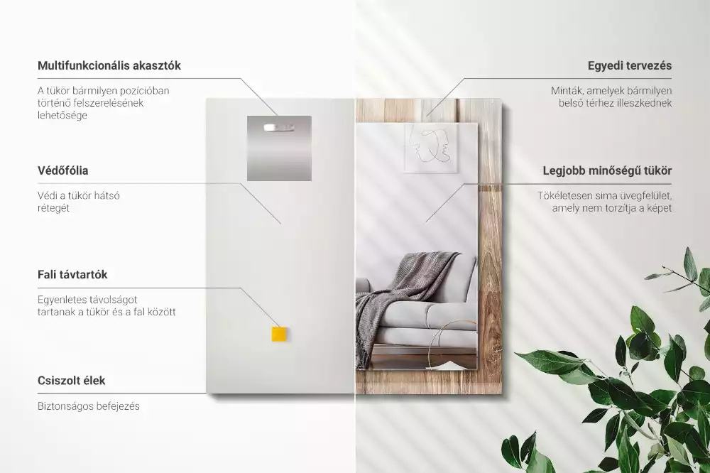 Lustro dekoracyjne z nadrukiem przedstawiającym drewnianą podłogę w formie desek