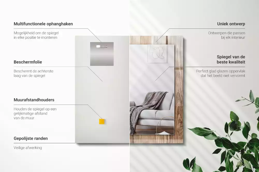 Lustro dekoracyjne z nadrukiem przedstawiającym drewnianą podłogę w formie desek