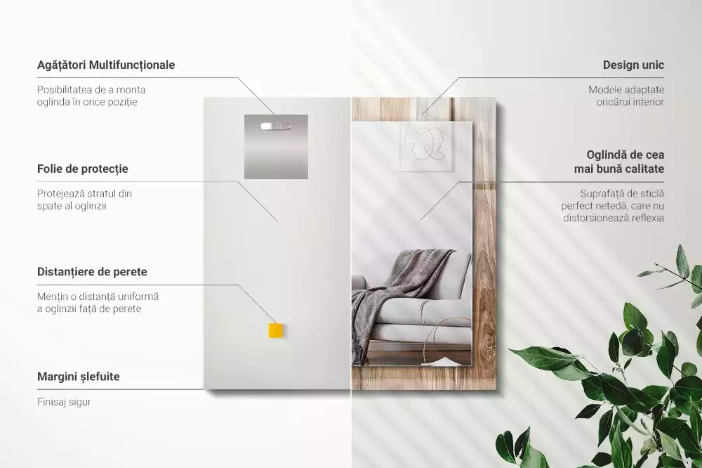 Lustro dekoracyjne z nadrukiem przedstawiającym drewnianą podłogę w formie desek