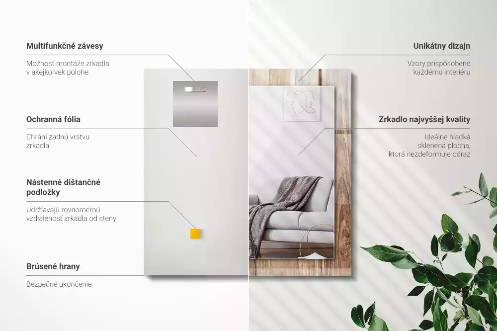 Lustro dekoracyjne z nadrukiem przedstawiającym drewnianą podłogę w formie desek