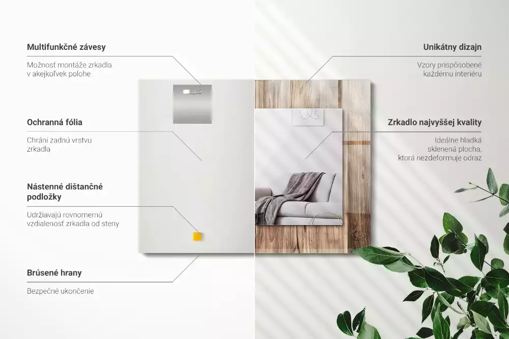 Lustro dekoracyjne z nadrukiem przedstawiającym drewnianą podłogę w formie desek