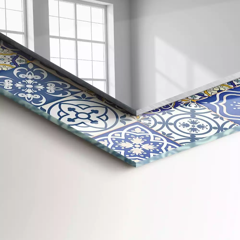 Lustro dekoracyjne prostokątne z motywem kolorowych kafelków mozaiki