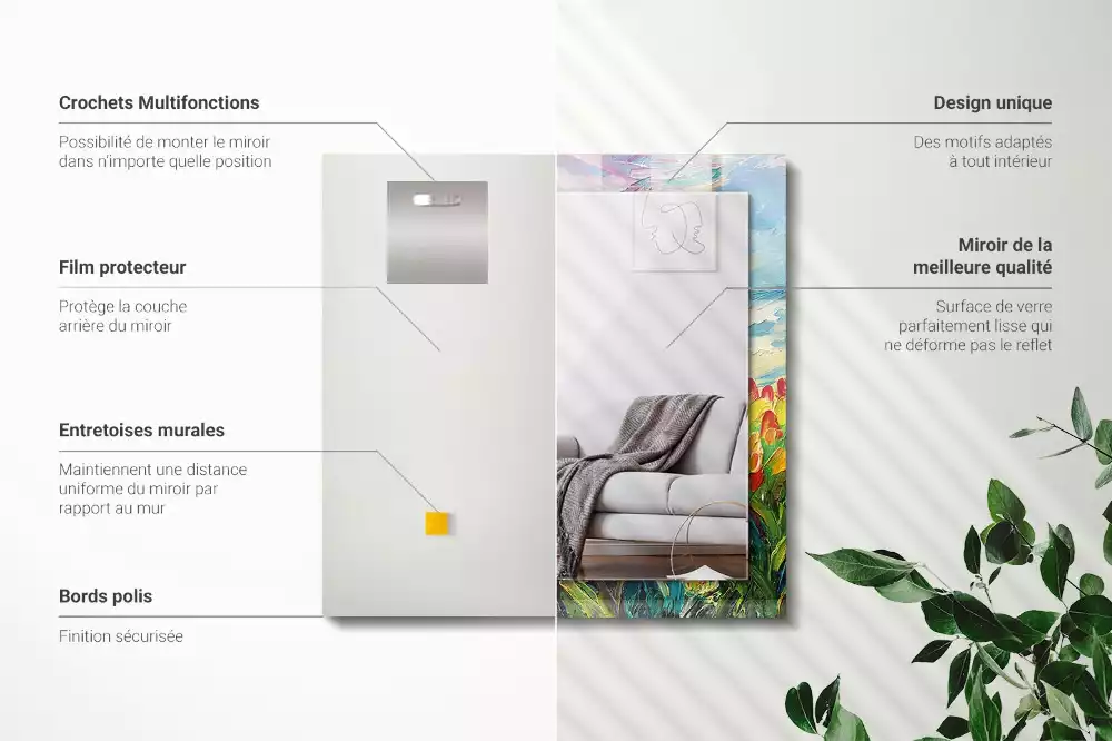 Lustro prostokątne z nadrukiem przedstawiającym pola tulipanów