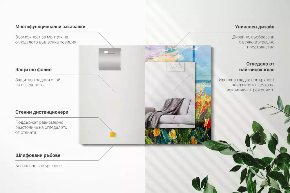 Lustro prostokątne z nadrukiem przedstawiającym pola tulipanów