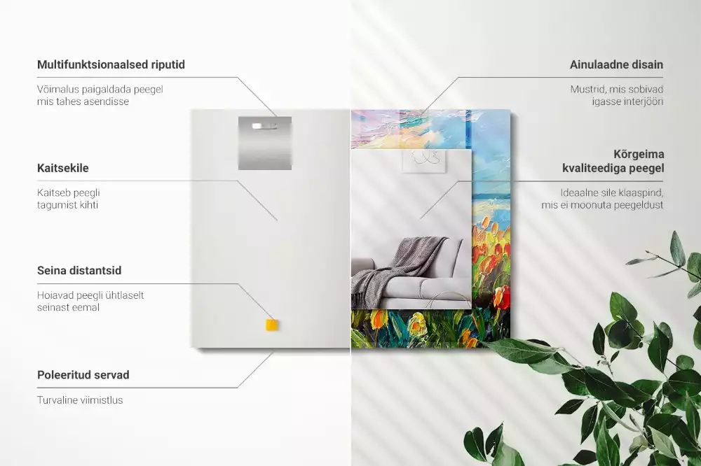 Lustro prostokątne z nadrukiem przedstawiającym pola tulipanów