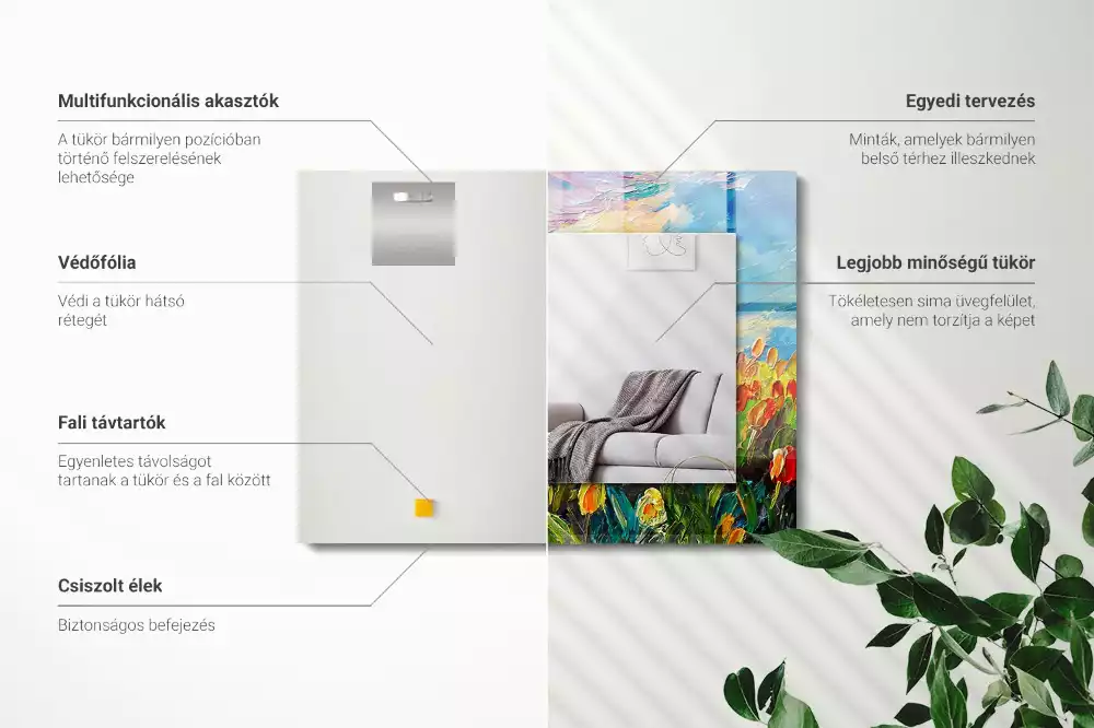 Lustro prostokątne z nadrukiem przedstawiającym pola tulipanów