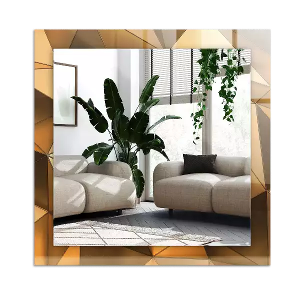 Lustro dekoracyjne prostokątne ze złotymi geometrycznymi wzorami