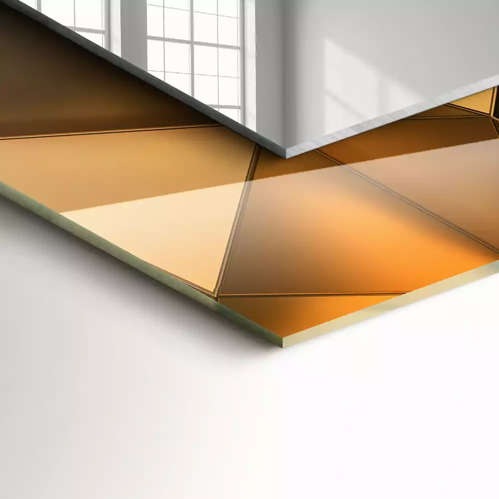 Lustro dekoracyjne prostokątne Złote geometryczne wzory