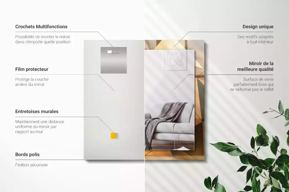 Lustro dekoracyjne prostokątne Złote geometryczne wzory