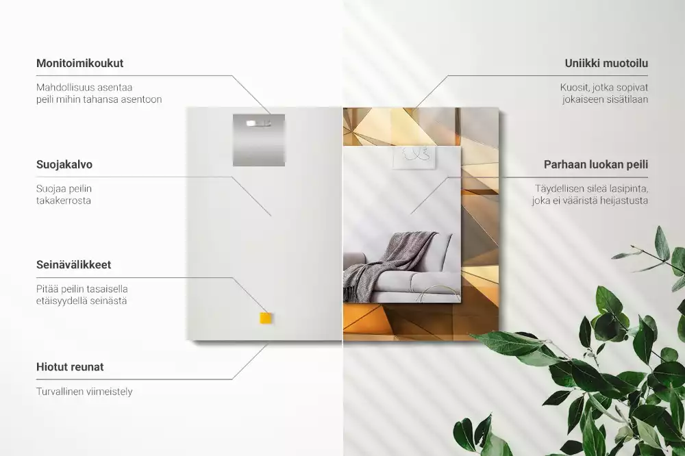 Lustro dekoracyjne prostokątne Złote geometryczne wzory