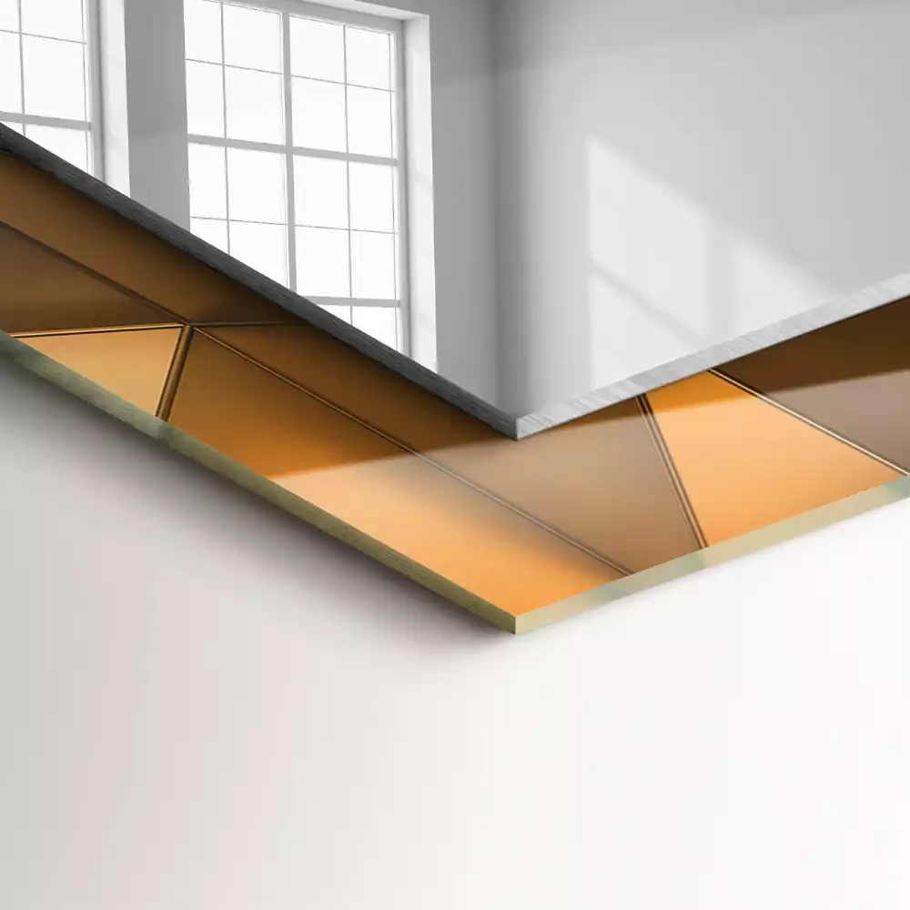 Lustro dekoracyjne prostokątne Złote geometryczne wzory