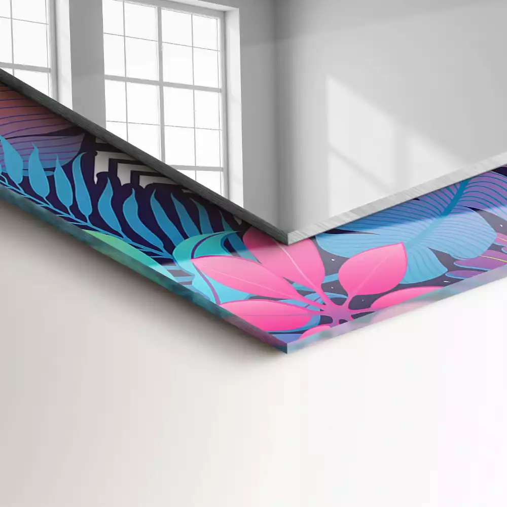 Lustro z nadrukiem w motywie kolorowych liści tropikalnych