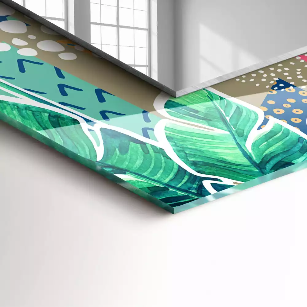 Lustro dekoracyjne prostokątne z motywem kwiatów i liści