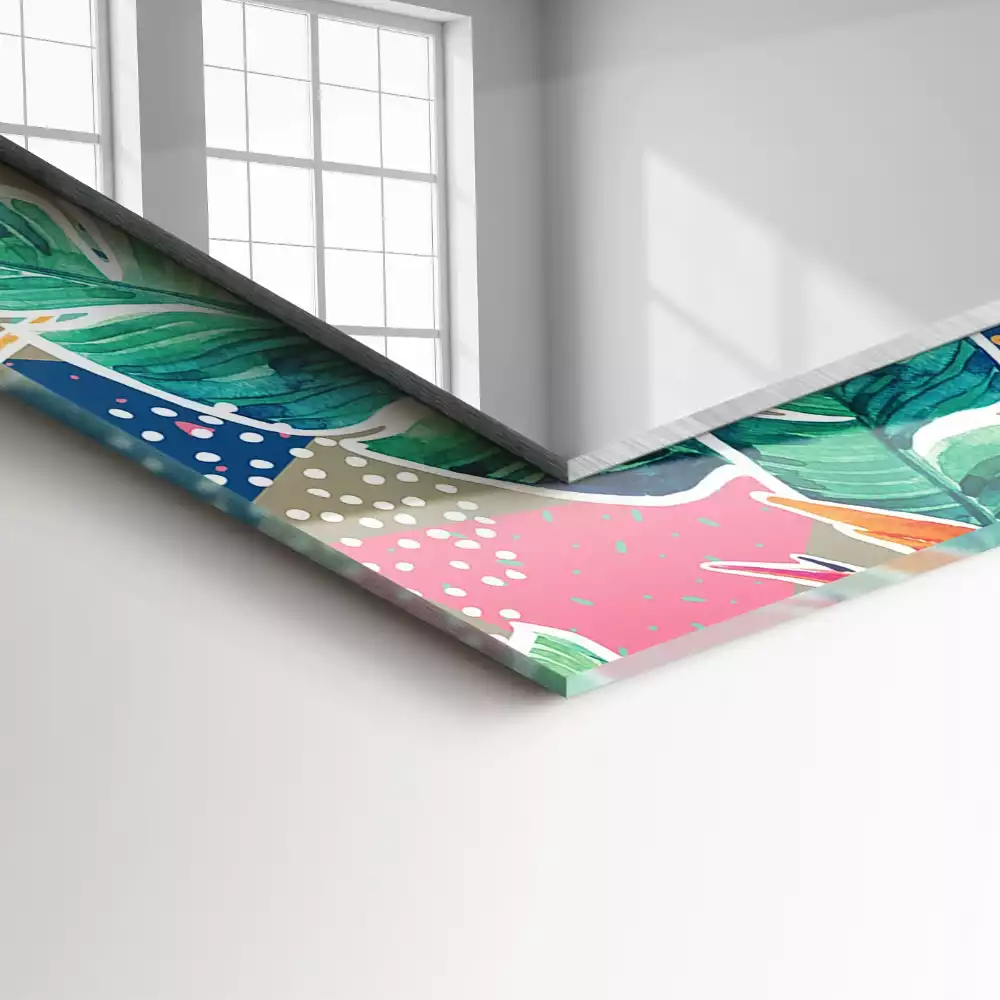 Lustro dekoracyjne prostokątne z motywem kwiatów i liści