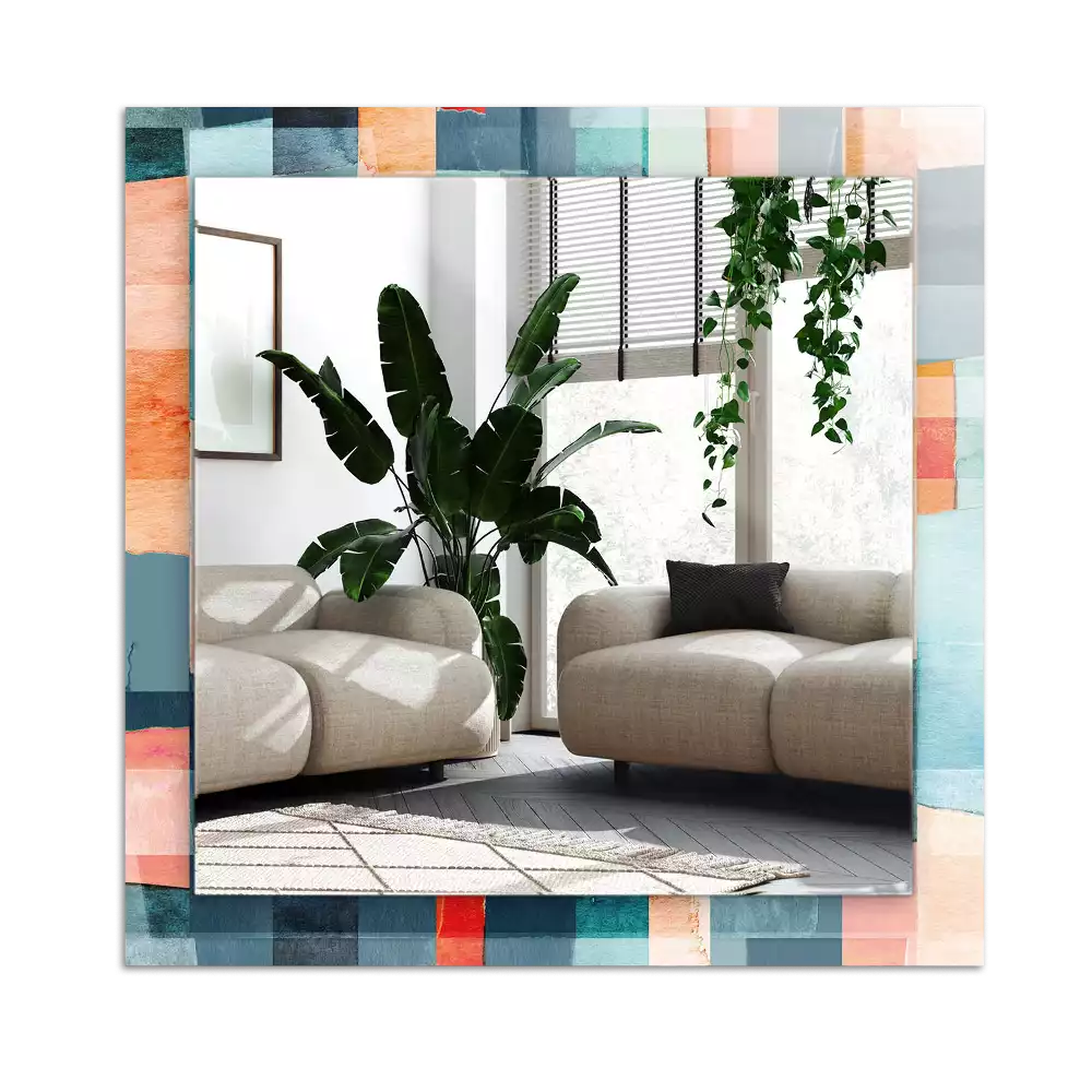 Lustro dekoracyjne w motywie kolorowych abstrakcyjnych prostokątów