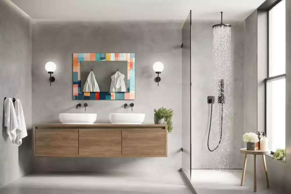 Lustro dekoracyjne w motywie kolorowych abstrakcyjnych prostokątów