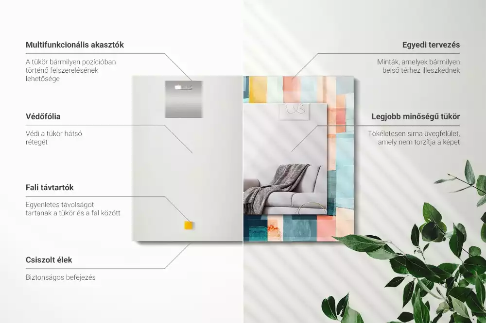 Lustro dekoracyjne w motywie kolorowych abstrakcyjnych prostokątów